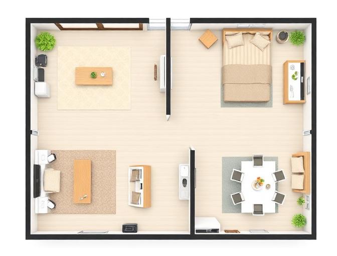 Двухкомнатная 55 м²